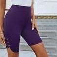 thumbnail image 2 of ABATAB Yoga Shorts for Women Tight Side Button Biker Shorts Solid Color High Waisted Gym Workout Athletic Running Shorts, 2 of 7