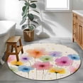 thumbnail image 3 of Watercolor Colorful Floral Round Area Rug 3Ft Washable Small Circle Rugs for Kitchen Entryway, Spring Summer Flowers Non-Slip Carpet Floor Mats Indoor Outdoor Carpet Runner Aesthetic Home Decor, 3 of 8