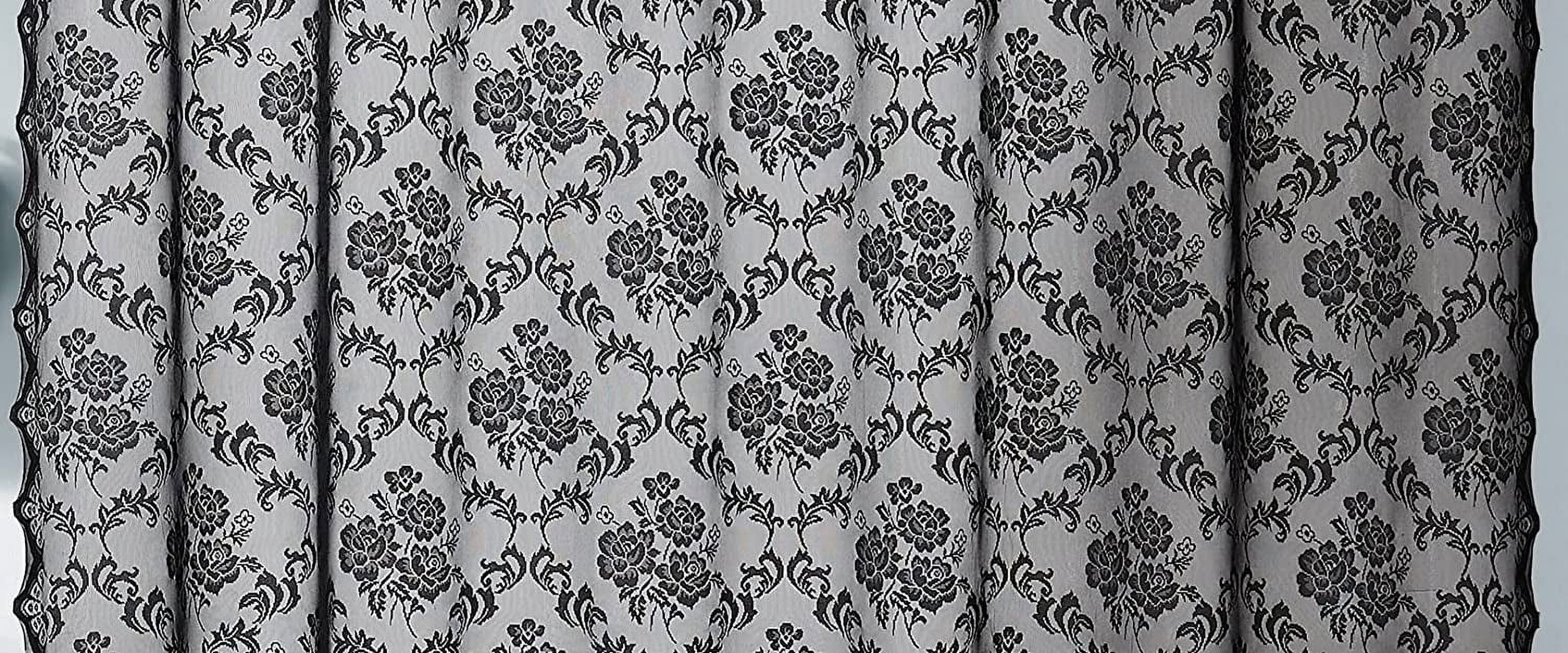 WARM HOME DESIGNS Luxury Lace Shower Curtain with Attached Valance and Elegant Tassels. MSH Black 72