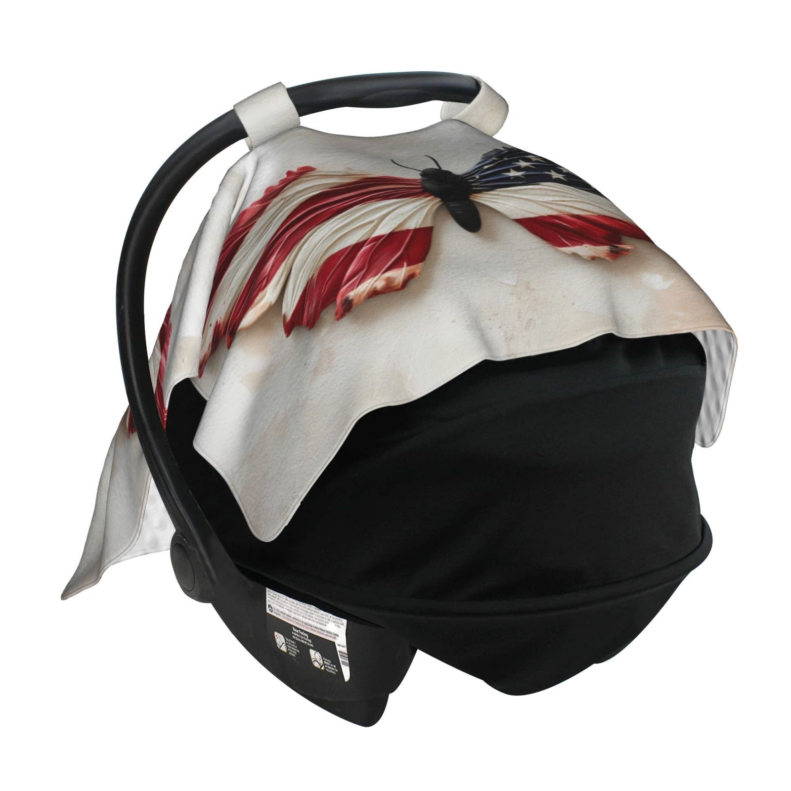 Car Seat Cover Baby - American Flag Butterfly Wall Breathable Infant Car Seat Cover for Baby Carseat, Lightweight Comfort Baby Essentials Must Haves Newborn Stuff for Girl Boy