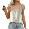 thumbnail image 2 of Beige Womens Tops Cotton Linen Camisole Tops for Women Spaghetti Strap Loose Fit Tank Top Summer 2025 Casual Sleeveless Shirts Shirts for Women, 2 of 4