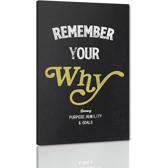 Remember Your Why-Inspirational Office Quotes Wall Art Purpose Humility & Goals Verbs Artwork Black and White Framed Office Classroom Wall Decor Ready and Easy to Hang-12 inch x 18 inch