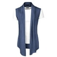 thumbnail image 5 of INSPIRE CHIC Men's Vest Open Front Asymetric Hem Sleeveless Cardigan Vest 50 Navy Blue, 5 of 7