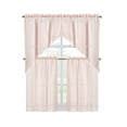 thumbnail image 2 of Kate Aurora Modern Chic Complete 4 Piece Striped Sheer Kitchen Curtain Tier & Valance Set - Rose, 2 of 2