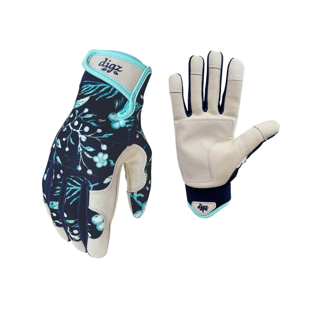 Digz Guantes de jardinero para exteriores y trabajo, extragrandes, para mujer, spandex, azul marino