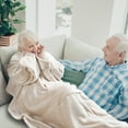 thumbnail image 6 of Catalonia Wearable Blanket with Sleeves for Adult Soft Warm Comfy Throws Wrap Robe Blanket in Latte, 6 of 7