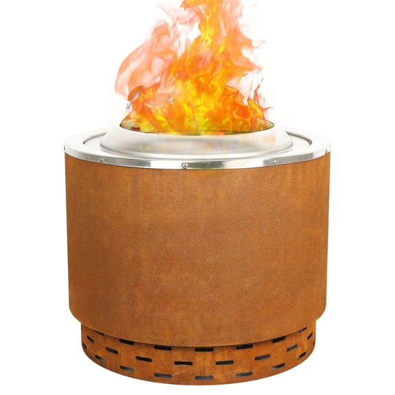 WORTH Smokeless Fire Pit-Rotary Flame Fireplace with Ash Pan - Weathering Steel Models, Wood Burning,Portable Outdoor Firepit