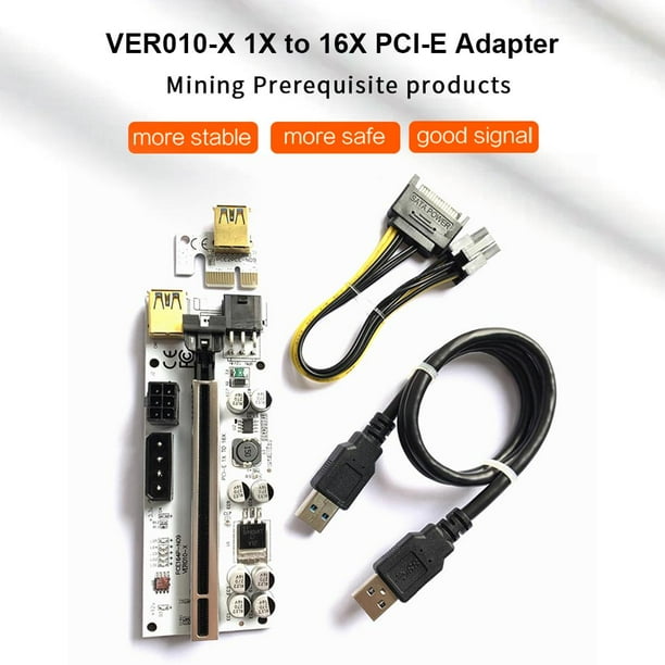 VER010-X PCIE Riser 1X a 16X Extender USB 3.0 Cable para Minería (Negro)