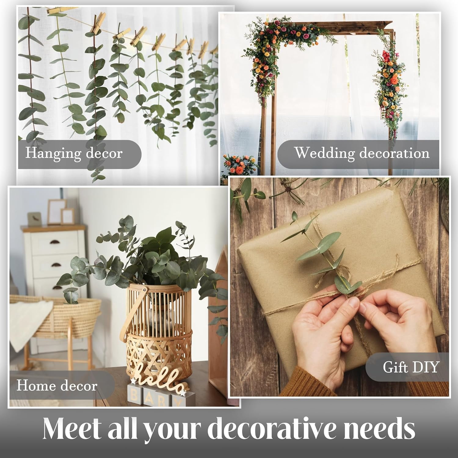 40 PCS Hanging Dried Eucalyptus Stems, 100% Natural Fresh Eucalyptus Leaves,17'' Dried Preserved Eucalyptus for Shower Leave Bundle, Arrangement, Wedding, Home Decor,Green
