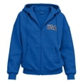 thumbnail image 4 of Womens Hoodie USA Letter Print Full Zip Up Sweatshirt Oversize Tops Long Sleeve Hooded Jacket with Pockets Solid Color Plus Size Coat Clothes, 4 of 4