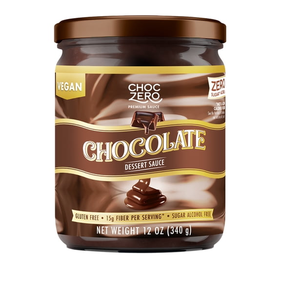 ChocZero Sugar Free Chocolate Sauce, Chocolate Syrup & Dessert Topping, Keto, Vegan, 12 oz Jar