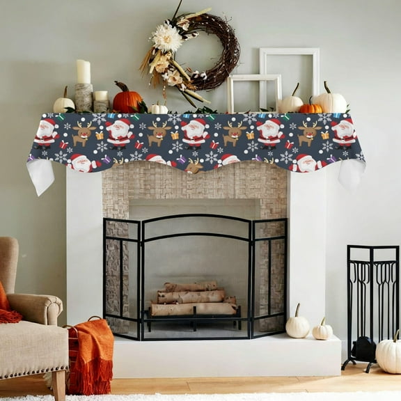 Christmas Holiday Fireplace Mantel Scarf | Santa Deer | Mantle Runner