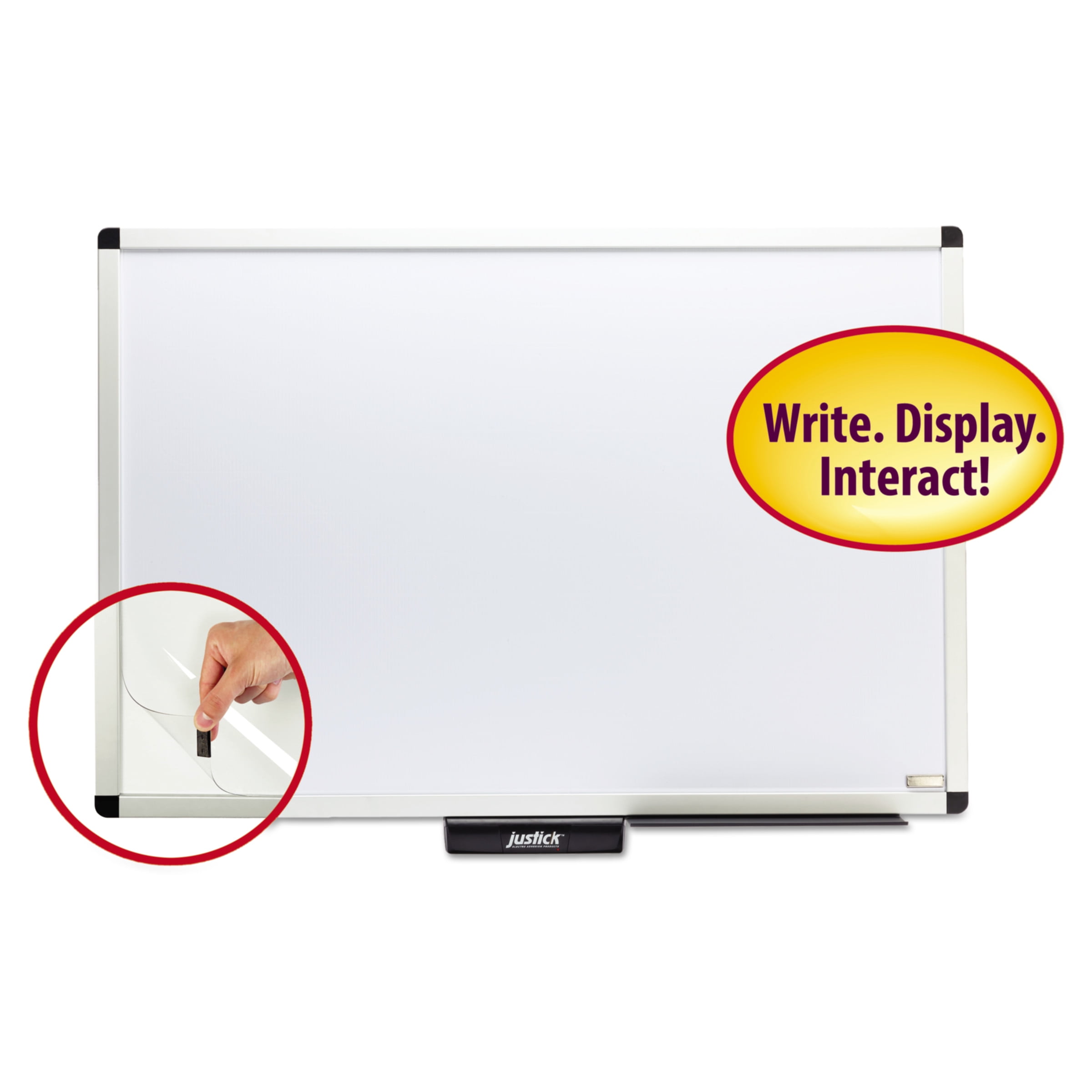 48W x 36H with Electro Surface Technology 02570 Premium Aluminum Frame Electro Dry-Erase Board with clear overlay Black Justick by Smead 