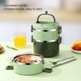 thumbnail image 3 of HAOAN Home Thermal Bento Lunch Box  4-Tier Cylinder Stackable Lunch Box Portable Insulated Lunch Container  Leakproof Stainless Steel Food Container For Student Adult To Work School-Green, 3 of 9