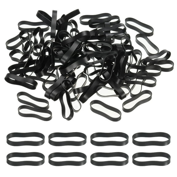 Uxcell Silicone Rubber Bands Cable Ties 1.5", Flat Rubber Elastic Band for Office Supplies Home Cord Wrapping, Black 80 Pcs