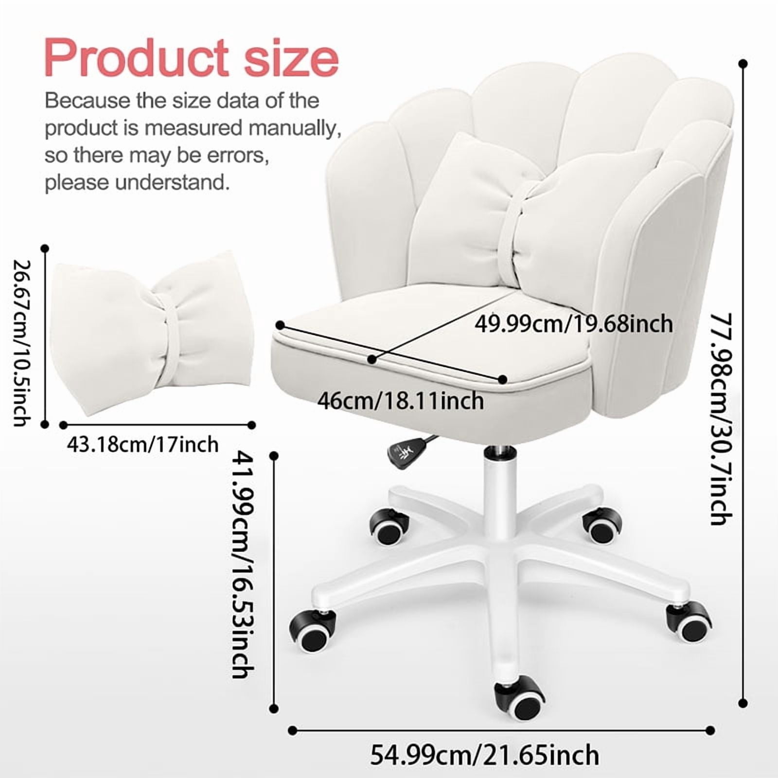 Height Adjustable Office Computer Desk Chairs,Modern Fabric Home Butterfly Chairs,Cute Petal Makeup Chairs for Girls and Women，White