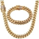 thumbnail image 2 of Conjunto de cadena de eslabones cubanos de Miami para hombres Acero inoxidable chapado en oro de 18 quilates 10/12 mm Pulsera de acera Collar Cadenas de diamantes, 2 of 5
