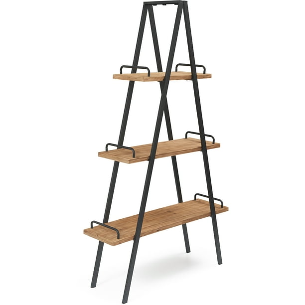 ClickDecor Morris 3-Tier A-Frame Ladder Bookcase, Natural - Walmart.com