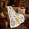 thumbnail image 3 of Retro Folk Art Flower Pattern, Cozy Botanical Garden Scene, Warm Flannel Blanket for Sunroom and Reading Nook, Garden Lovers Housewarming Gift, Botanical Home Decor, 3 of 9