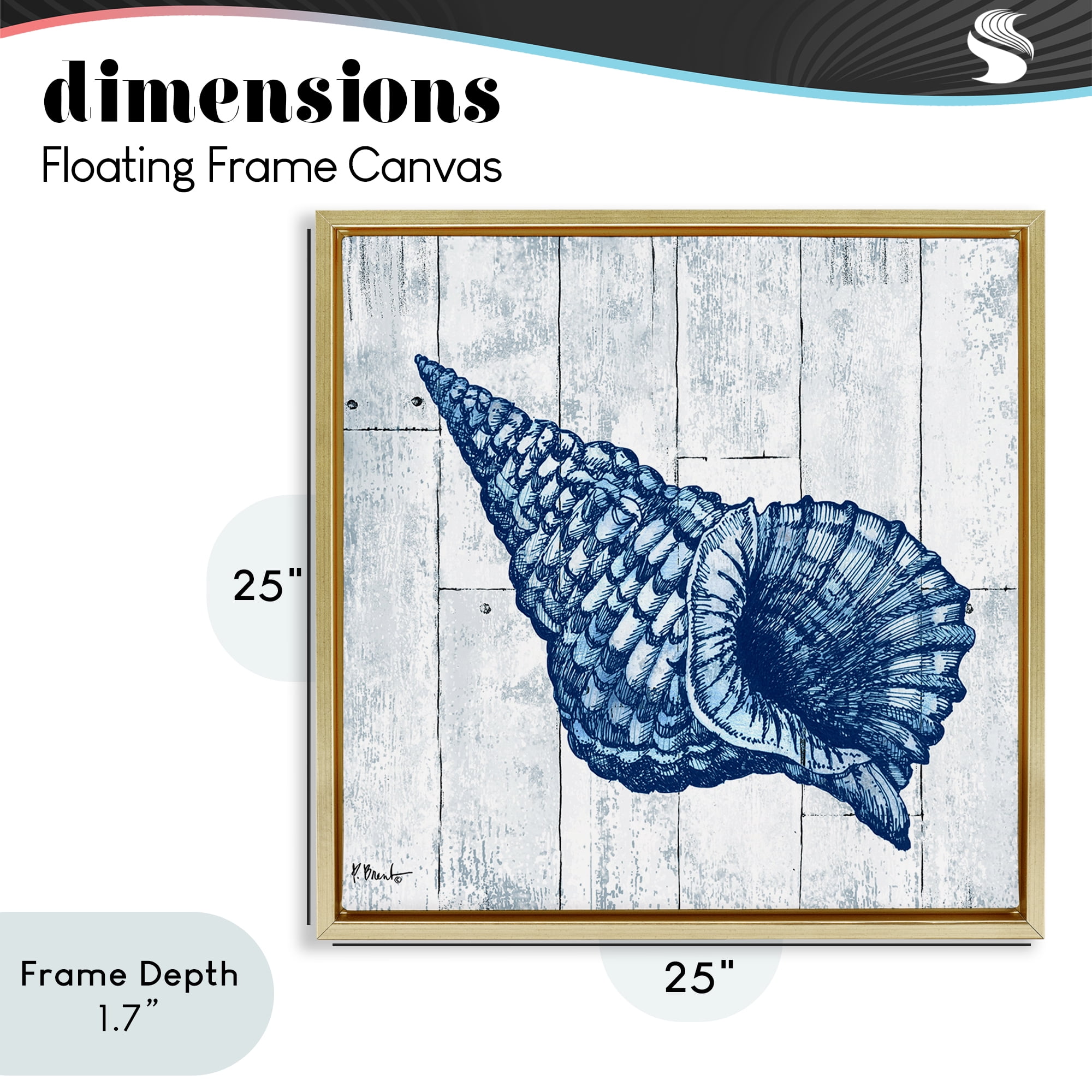 Stupell Industries Coastal Timberland Conch Gold Framed Floater Canvas Wall Art, design by Paul Brent