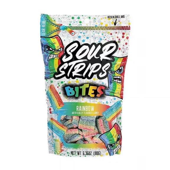 Sour Strips Rainbow Candy Bites ,1PACK