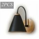 thumbnail image 1 of Lámpara de pared de madera maciza con luz de noche moderna, estilo nórdico para comedor y cocina con fácil instalación (negro), 1 of 1