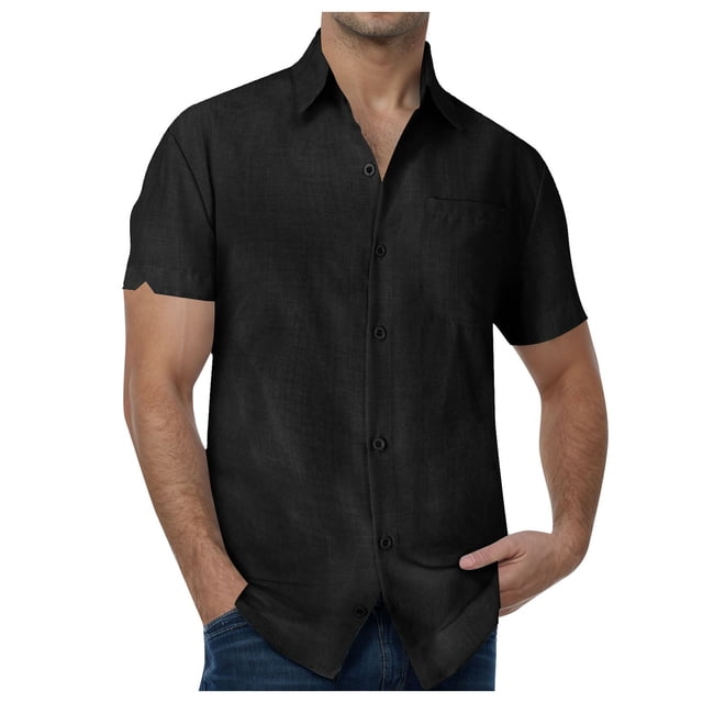 Ramiter T-Shirts pour Hommes Grande Taille Chemises pour Hommes, Coton et Mélange Coton-Poly, Coupe Régulière, Col Ras du Cou à Manches Courtes Noir,3TG