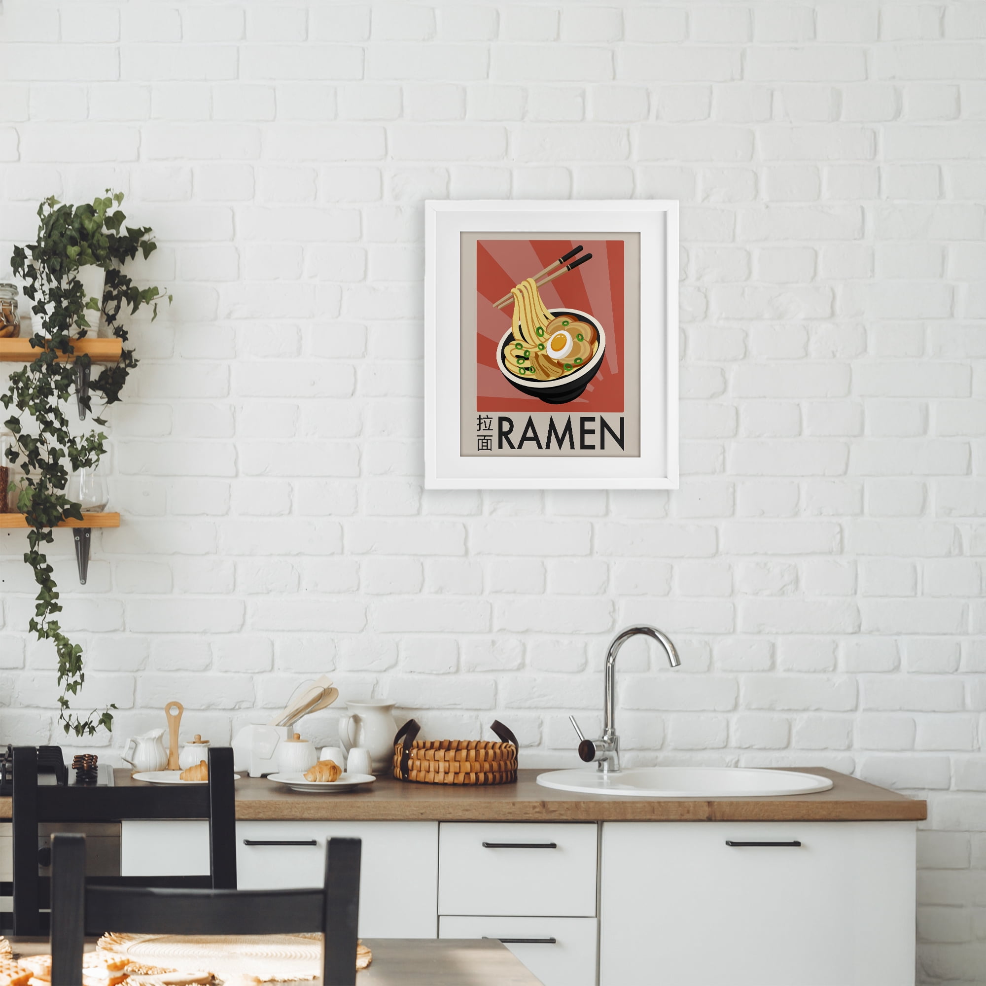 Stupell Industries Iconic Ramen Poster White Framed Print Under Glass, design by Marcus Prime
