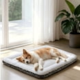 thumbnail image 5 of Dog Cooling Bed with Neck Support, Soft Flannel Cat Mat, Curved Headrest Crate Pad for Small Dogs, Machine Washable Sleeping Cushion(S,Light Gray), 5 of 9