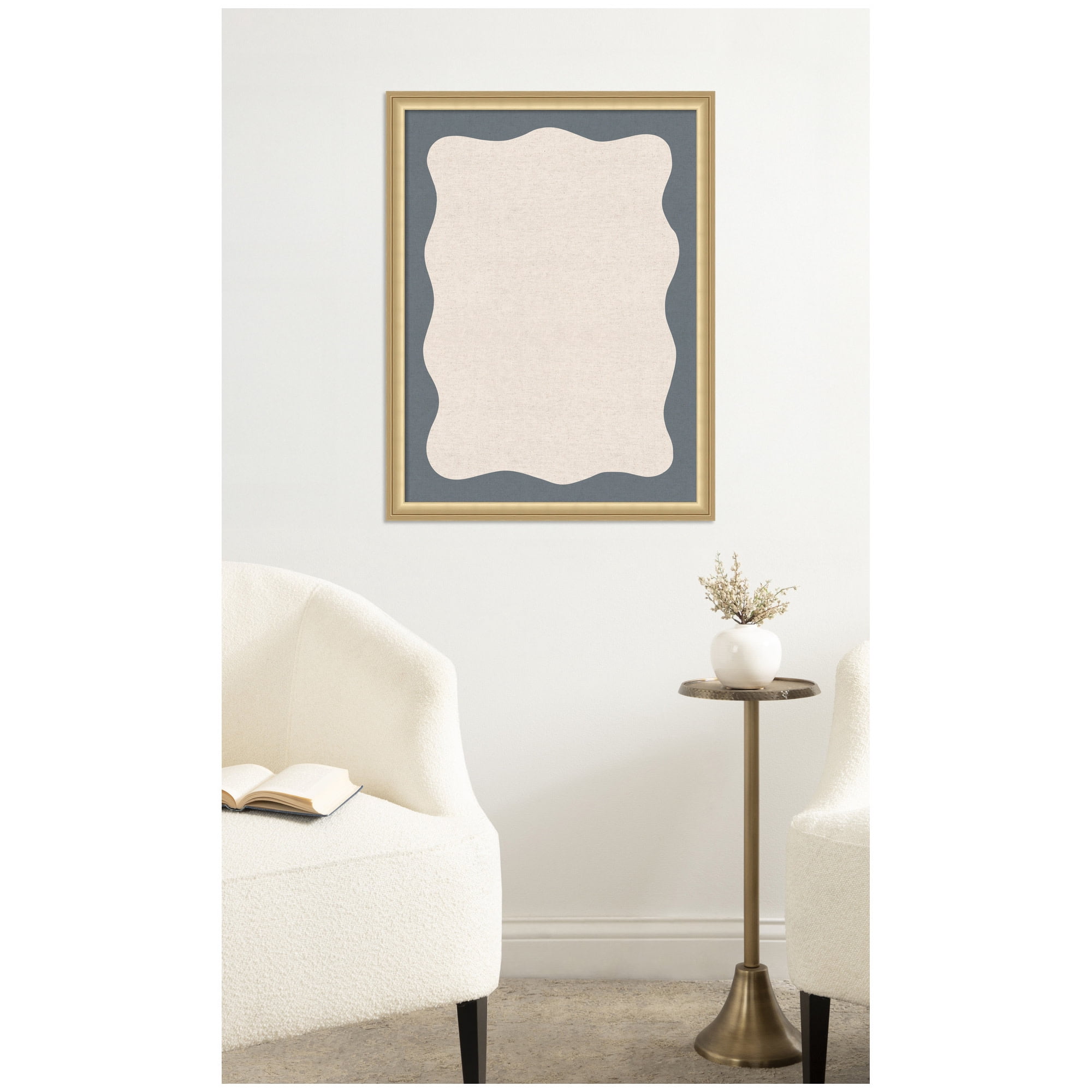 Kate and Laurel Framed Fabric Pinboard 20 x 26,  Printed Linen Classic Bulletin Board for Use as a Vision Board or Wall Organization, Florence Gold Frame