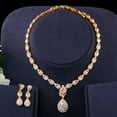 thumbnail image 7 of Dubai Gold Plated Water Drop Tennis CZ Wedding Necklace Earrings Jewellery Set, 7 of 7