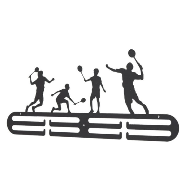 Colgador de medallas para pared, organizador de medallas, estante resistente de hierro negro, para deportes Bádminton