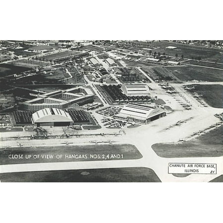 Air Force Aircraft Photos - LAMINATED POSTER 1964 photo of Chanute Air Force Base, highliting the flight line and aircraft hangar area. Poster Print 24 x 36