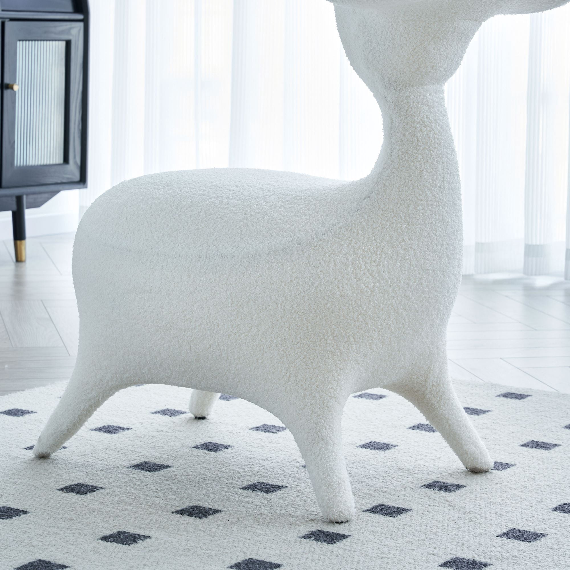 DEALTOPS Sherpa Lamb Fabric Accent Chair, Fun Lambswool Fabric Upholstered Accent Chair for Gaming Room, Living Room, Bedroom - White