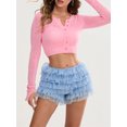 thumbnail image 5 of Women Lace Bloomers Shorts Casual Summer Layered Ruffles Elastic Short Pants for Club Streetwear, 5 of 9