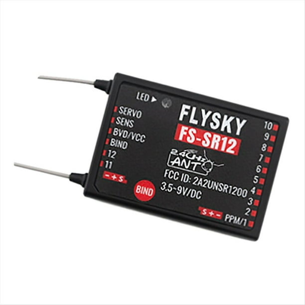 Receptor -SR12 12CH 2,4G PWM Receptor Soporta Protocolo ANT con Antena Dual para Ala Fija Drone Modelo de Coche