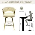 thumbnail image 4 of Bar Stool Set of 4, 360-Degree Swivel Accent Armchair with Integrated Backrests and Armrests, Bar Counter Chair with Metal Chair Legs, Home Kitchen, Pub, White, 4 of 9