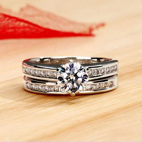 EOEMY Women Fashion 925 Silver Plated Ring Girl Party Wedding Jewelry Sz 6-10-9