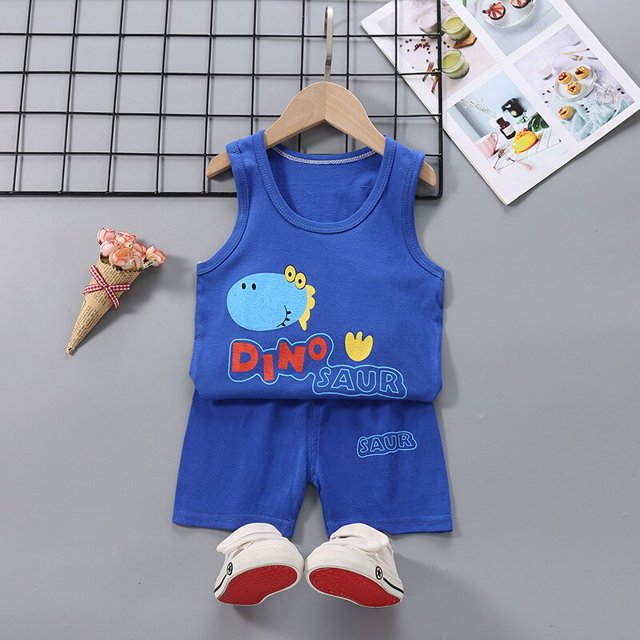 Ropa de verano para niños, ropa para niños, conjunto de ropa para bebés, conjunto de ropa para niñas pequeñas, camisetas de algodón con dibujos animados y pantalones cortos para 1, 2, 3 y 4 años Tan Jianjun unisex