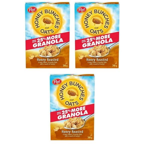 Post Honey Bunches of Oats Honey Roasted Cereal, 340g (3 Pack)