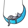 thumbnail image 1 of Gatos durmiendo en la luna vidriera colgando, gatos decorando regalos para los amantes de los gatos, 1 of 7
