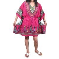 Mogul Women Kaftan Tops Pink Dashiki Beach Cover Up Tunic Caftan