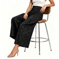 thumbnail image 4 of Ailaofu Women's Fall High Waist Jacquard Wide Leg Pants Button Formal Palazzo Trousers for Evening and Workwear, 4 of 6