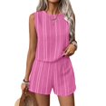 thumbnail image 2 of Women's Summer 2 Piece Short Sets Lounge Sleeveless Top Shorts Matching Outfits Casual Striped Vacation Sweatsuit 2XL, 2 of 6