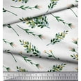 thumbnail image 3 of Soimoi White Velvet Fabric Leaves & Tulip Floral Printed Craft Fabric by the Yard 58 Inch Wide, 3 of 3