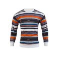 thumbnail image 1 of FAROOT Men Casual Sweatshirts Colorful Stripe Print Waffle Knit Pullover Fall Long Sleeve Tracksuit, 1 of 4