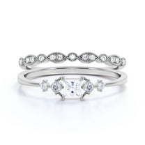 Anniversary Ring Minimalist 1.25 Carat Princess Cut Diamond Moissanite Engagement Ring, Dainty Wedding Ring in 10k Solid White Gold, Gift For Her, Promise Ring, Bridal Set, Matching Band