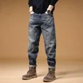 thumbnail image 3 of Pantalones vaqueros para hombre, estilo harén, ajustados, con bolsillos, apilados, moda 2024, holgados, Y2k, años 2000, primavera y otoño, XS, 3 of 5