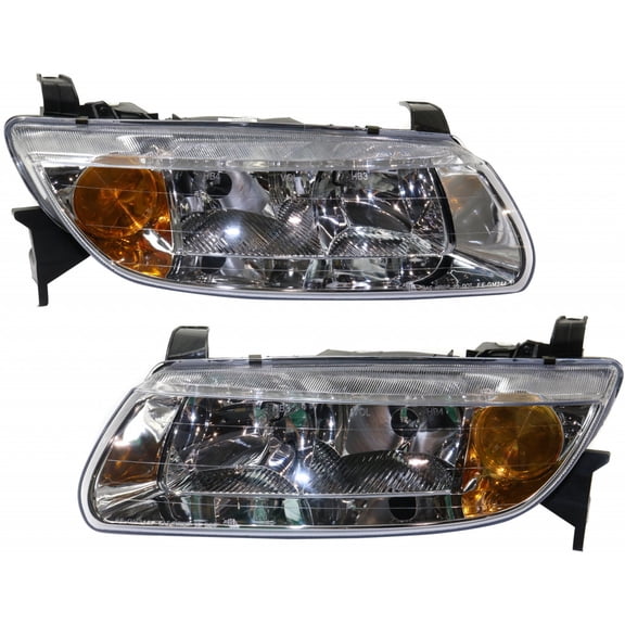 KarParts360 For 2000 Saturn LS Headlight Assembly Pair Driver and Passenger Side w/ Bulbs For GM2502200 GM2503200