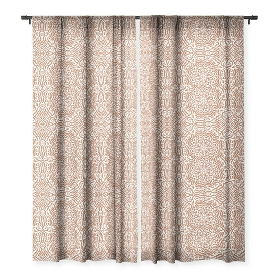 Society6 Marta Barragan Camarasa Terracotta Strokes Pattern Single Panel Sheer Window Curtain 50" x 120"